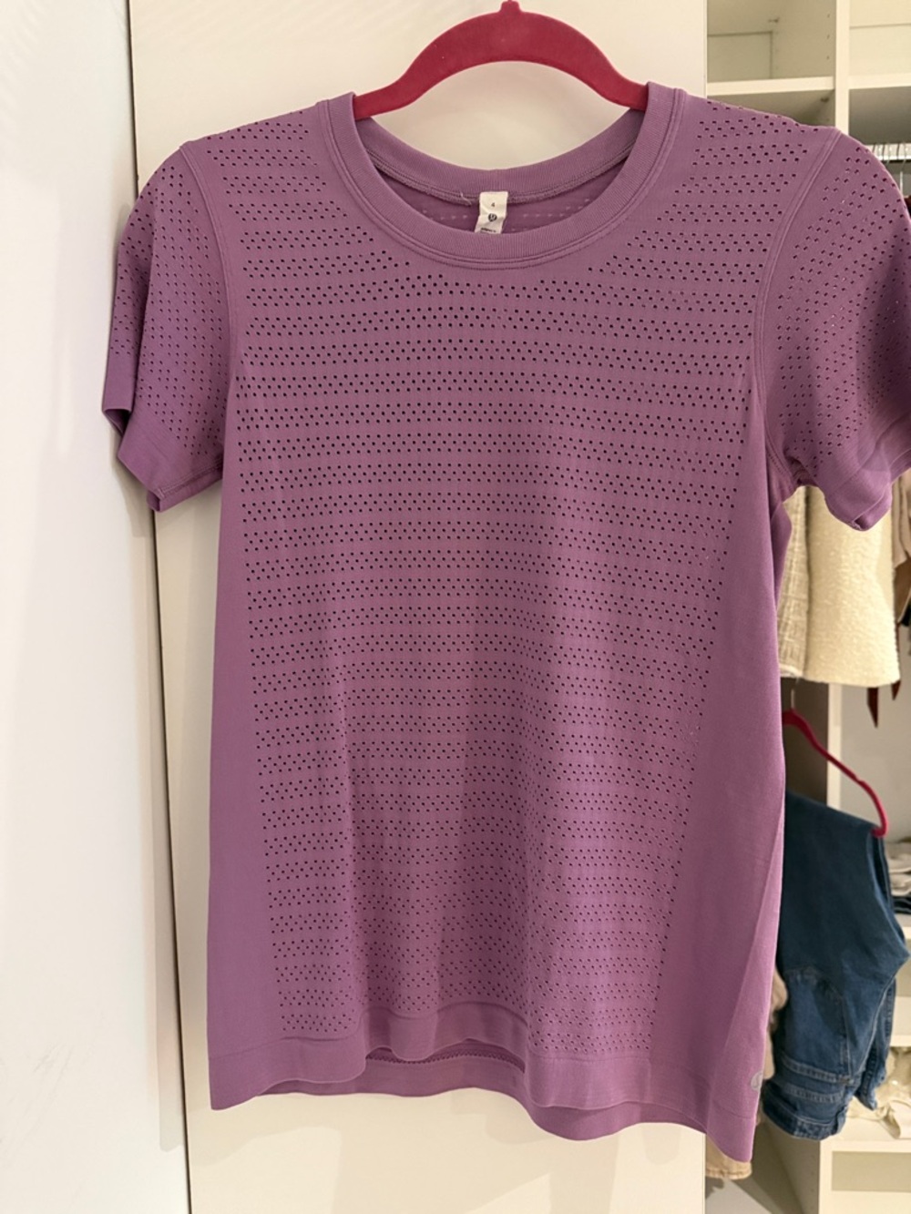 lululemon athletica Lavender Perforated Short Sleeve Tee
